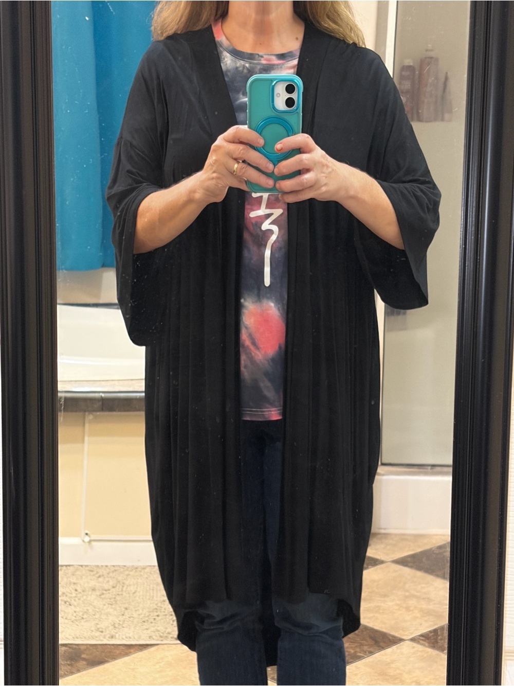 Love In Brand- Black Long Open-Front Duster Cardigan